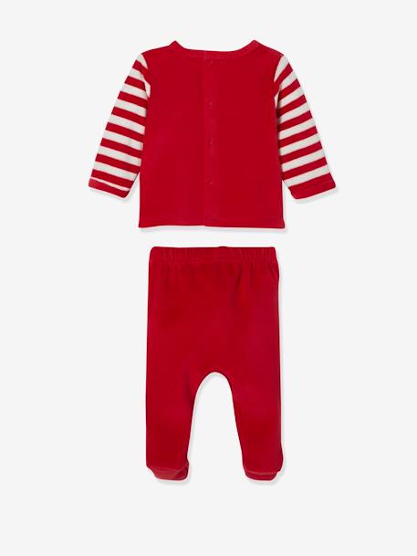 Pijama 2 prendas de terciopelo bebé Navidad ROJO OSCURO LISO CON MOTIVOS 