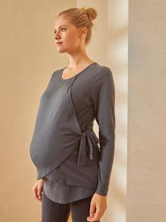 Ropa Premamá-Camisetas y tops embarazo-Camiseta de piezas cruzadas para embarazo y lactancia