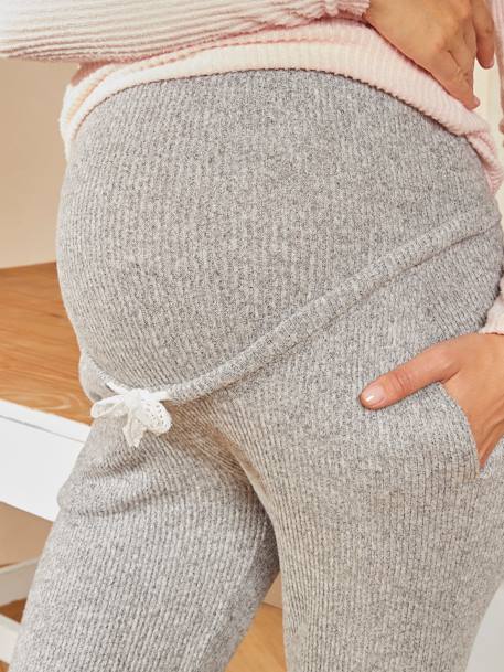Conjunto de 2 prendas homewear para embarazo y lactancia GRIS MEDIO LISO 