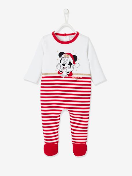 Pijama Navidad Disney® Minnie, para bebé niña BLANCO CLARO LISO CON MOTIVOS 