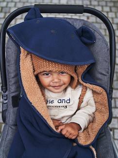 Puericultura-Manta para bebé con capucha de felpa y forro de peluche