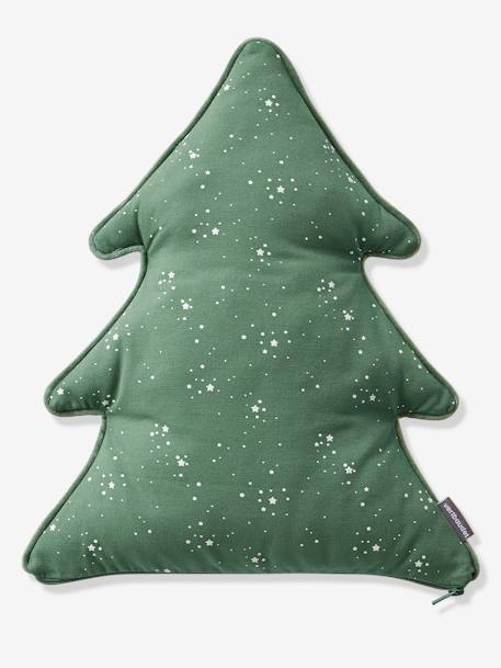 Cojín Árbol de Navidad personalizable VERDE OSCURO LISO CON MOTIVOS 