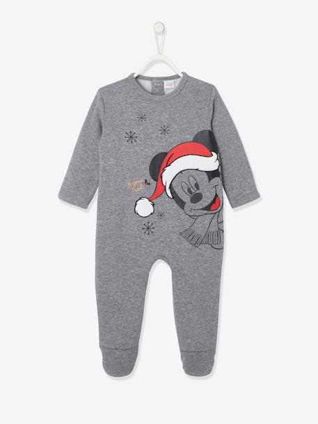 Pijama Navidad Disney® Mickey, para bebé niño GRIS MEDIO LISO CON MOTIVOS 