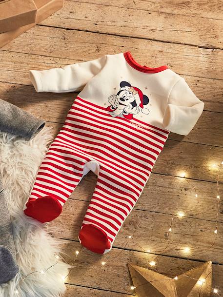 Pijama Navidad Disney® Minnie, para bebé niña BLANCO CLARO LISO CON MOTIVOS 