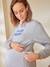 Sudadera de felpa con mensaje para embarazo y lactancia GRIS MEDIO LISO CON MOTIVOS 