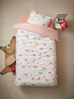 Textil Hogar y Decoración-Ropa de cama niños-Fundas nórdicas-Conjunto de funda nórdica + funda de almohada infantil Mariposas, Basics