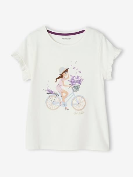 Camiseta con motivo 'à bicyclette' para niña BLANCO MEDIO LISO CON MOTIVOS+crudo+rosa rosa pálido+verde agua 