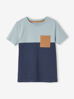 Camiseta colorblock de manga corta, para niño