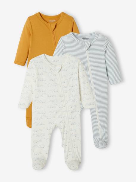 Pack de 3 pijamas de punto para bebé BEIGE MEDIO BICOLOR/MULTICOLOR+BLANCO CLARO BICOLOR/MULTICOLO 