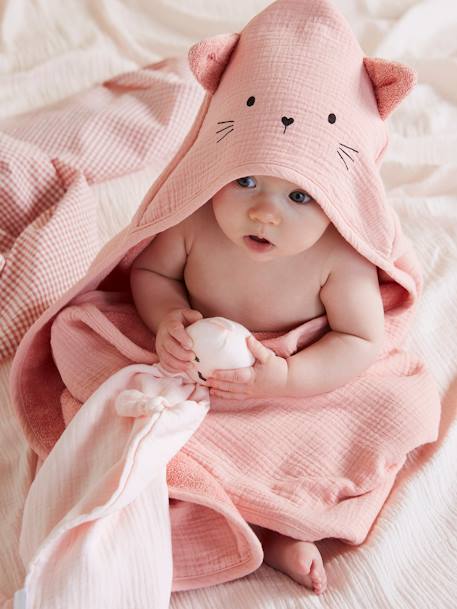 Bebé-Capa de baño + manopla de gasa de algodón orgánico*