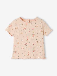 Camiseta Flores de punto canalé, para bebé