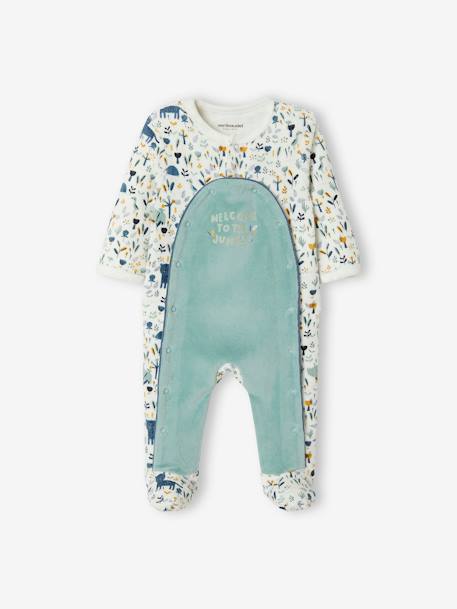 Pijama de terciopelo para bebé niño Oeko Tex® BLANCO CLARO ESTAMPADO 