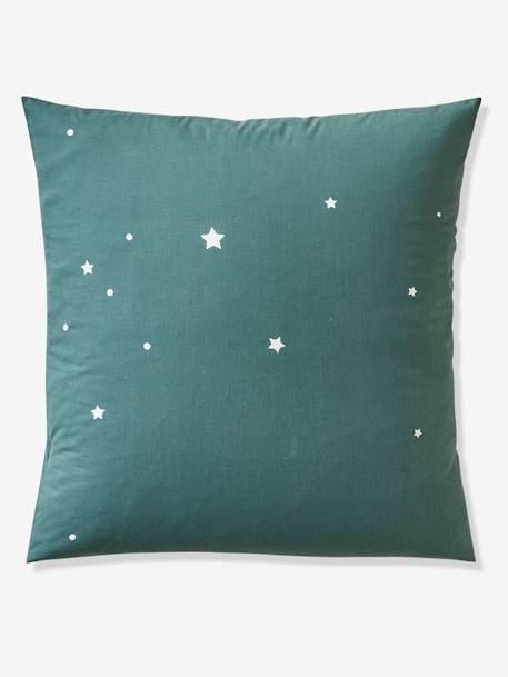 Conjunto de funda nórdica + funda de almohada con detalles fluorescentes Star T-Rex VERDE OSCURO LISO CON MOTIVOS 