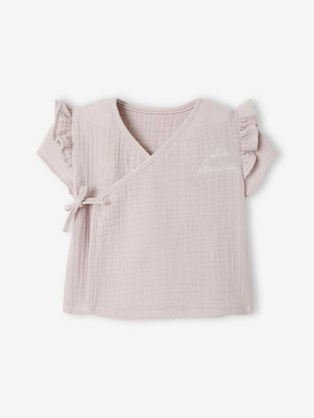 Tendencia Dulce Provenza-Bebé-Camisetas-Chaqueta cruzada de gasa de algodón para recién nacido