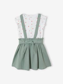 Niña-Faldas-Conjunto niña camiseta a rayas + falda de gasa de algodón