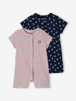 Pijamas y bodies bebé-Pack de 2 pijamas mono short para bebé niño Oeko Tex®
