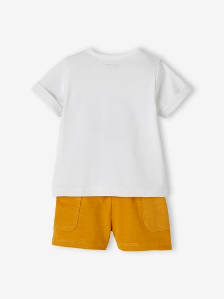 Conjunto de camiseta estampada + short baggy para bebé BLANCO CLARO LISO CON MOTIVOS+caqui 