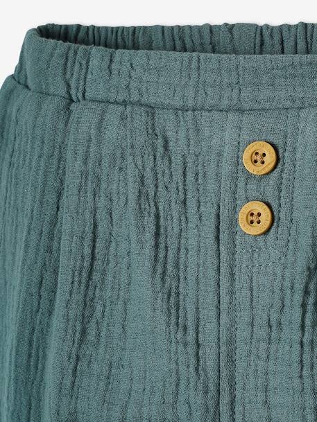 Pantalón corte árabe de gasa de algodón AZUL OSCURO LISO+Blanco medio liso+capuchino+crudo+VERDE CLARO LISO 