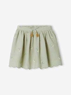 Niña-Faldas-Falda bordada de gasa de algodón, para niña
