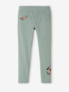 Pantalones y Vaqueros-Niña-Pantalones-Treggings bordados MorphologiK para niña, con ancho de caderas Estándar