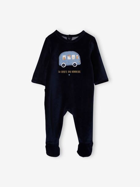 Pack de 2 pijamas 'En Coche' de terciopelo, Oeko Tex®, para bebé niño AZUL OSCURO BICOLOR/MULTICOLOR 