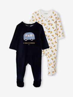 -Pack de 2 pijamas "En Coche" de terciopelo, Oeko Tex®, para bebé niño
