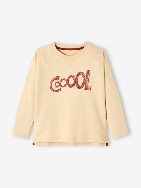 Camiseta de manga larga con estampado 'cool', para niño AMARILLO CLARO LISO CON MOTIVO 
