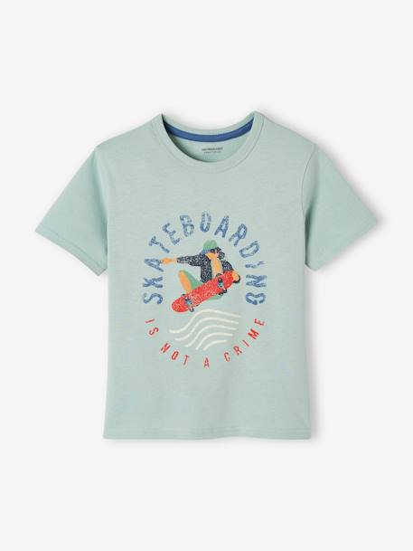 Camiseta de manga corta con motivos gráficos, para niño - azul claro liso  con motivos
