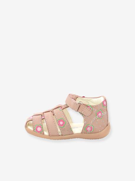 Sandalias de piel para bebé Bigflo-2 Iconique Biboo KICKERS® ROSA CLARO ESTAMPADO 