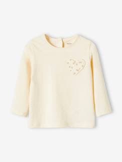 camisetas-Camiseta bebé niña con bolsillo con corazón y fresas