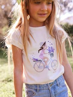 Tendencia Dulce Provenza-Niña-Camiseta con motivo "à bicyclette" para niña
