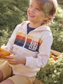 Ecorresponsables-Niño-Jerséis, chaquetas de punto, sudaderas-Sudadera con capucha, cremallera y adorno a rayas, para niño
