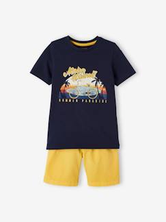 Niño-Conjuntos-Conjunto de camiseta con motivo Hawái y short de lona, para niño