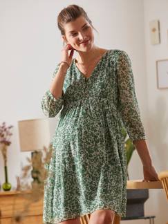 Ropa Premamá-Vestidos embarazo-Vestido de crepé estampado para embarazo y lactancia