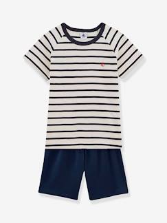Toda la Selección-Niño-Pijama con short a rayas de algodón para niño - PETIT BATEAU
