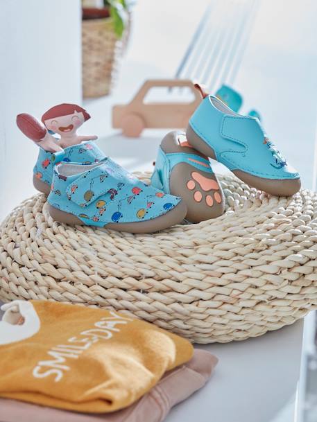 Zapatillas de casa con tejido estampado, para bebé niño azul medio