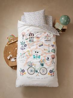 Ropa de cama-Conjunto de funda nórdica + funda de almohada infantil Lila