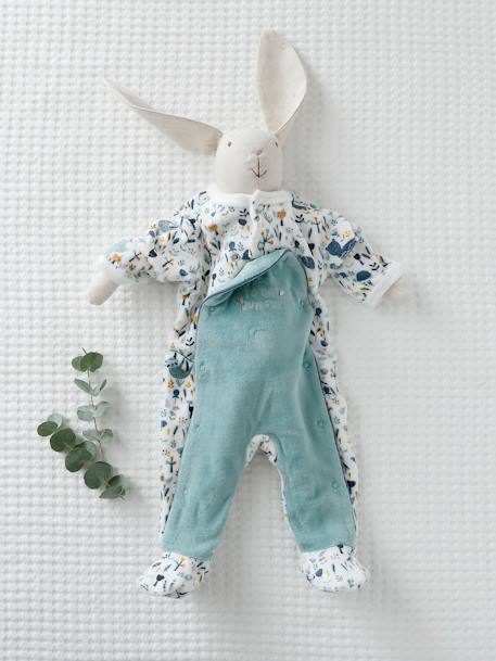 Pijama de terciopelo para bebé niño Oeko Tex® BLANCO CLARO ESTAMPADO 