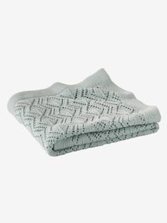 Textil Hogar y Decoración-Manta de punto calado de algodón orgánico