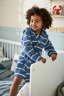 Ambientes Niños - Deep Ocean-Textil Hogar y Decoración-Albornoz a rayas con capucha, infantil y personalizable