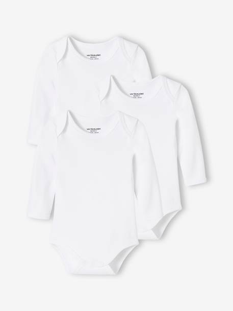 Pijamas y bodies bebé-Bebé-Pack de 3 bodies de manga larga con sisas americanas de algodón orgánico, bebé