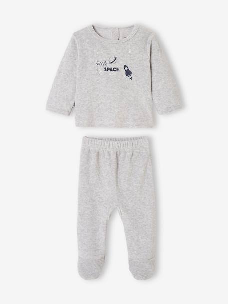 Pack de 2 pijamas de terciopelo con planetas fluorescentes, para bebé niño AZUL OSCURO BICOLOR/MULTICOLOR 