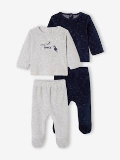 -Pack de 2 pijamas de terciopelo con planetas fluorescentes, para bebé niño