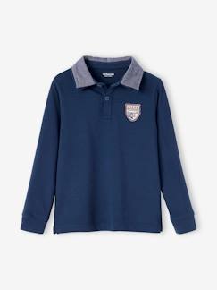 camisetas-Niño-Camisetas y polos-Polos-Polo con emblema y cuello chambray, niño