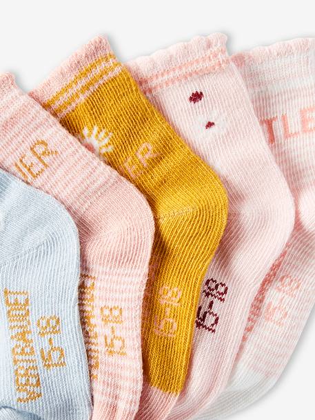 Pack de 5 pares de calcetines con flores para bebé niña BEIGE MEDIO BICOLOR/MULTICOLOR 