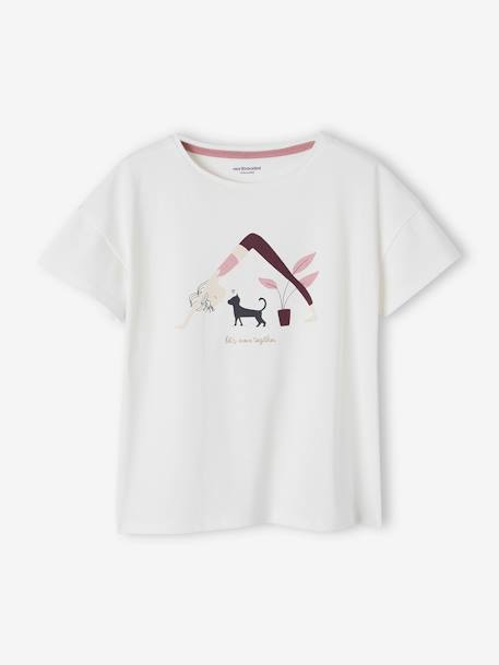 Camisetas deportivas motivo girly yoga, niña blanco claro liso con motivos - Vertbaudet