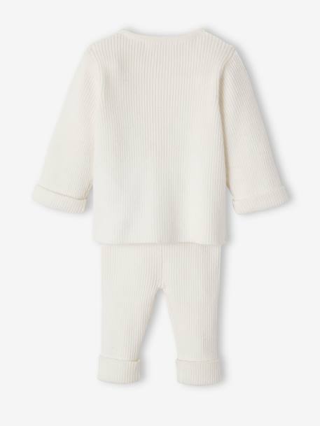 Conjunto unisex de punto tricot con camiseta y pantalón, bebé BLANCO CLARO LISO+GRIS CLARO JASPEADO+gris pizarra 