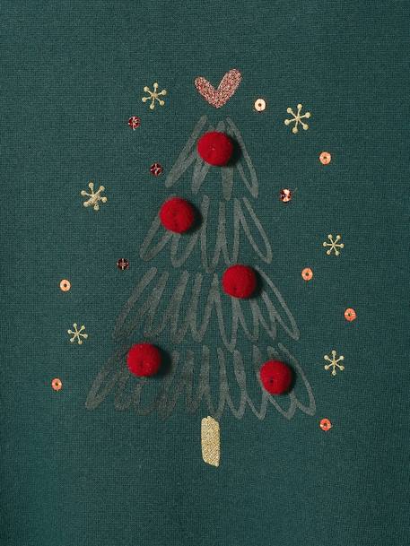 Sudadera con árbol de Navidad para niña rojo+verde pino 