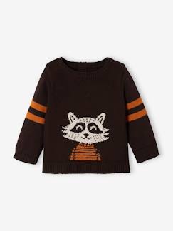 -Jersey de punto tricot, con mapache, para bebé