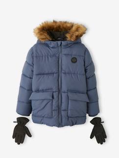 Niño-Abrigos y chaquetas-Chaqueta acolchada con forro polar y guantes o manoplas, para niño